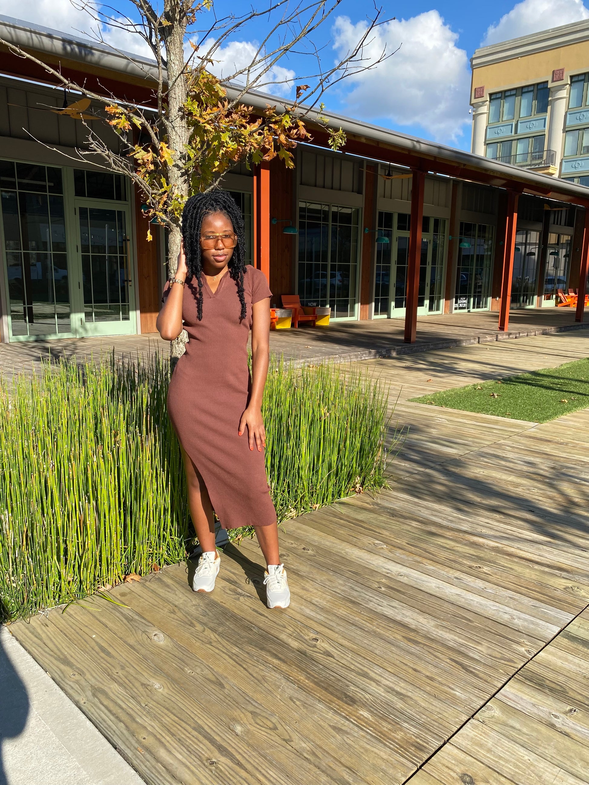 Chocolate Collared Midi Dress