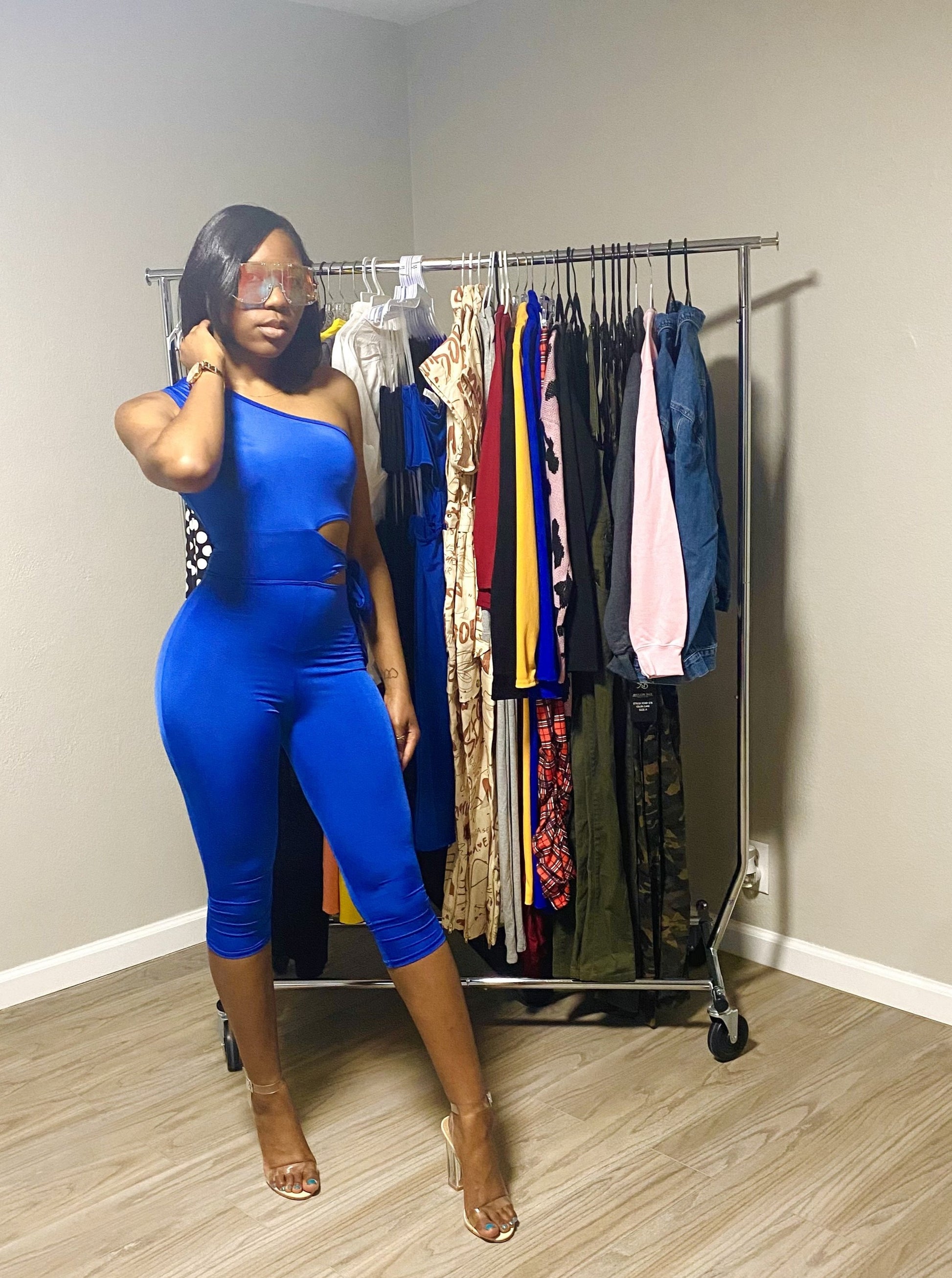 One Shoulder Cutout Romper