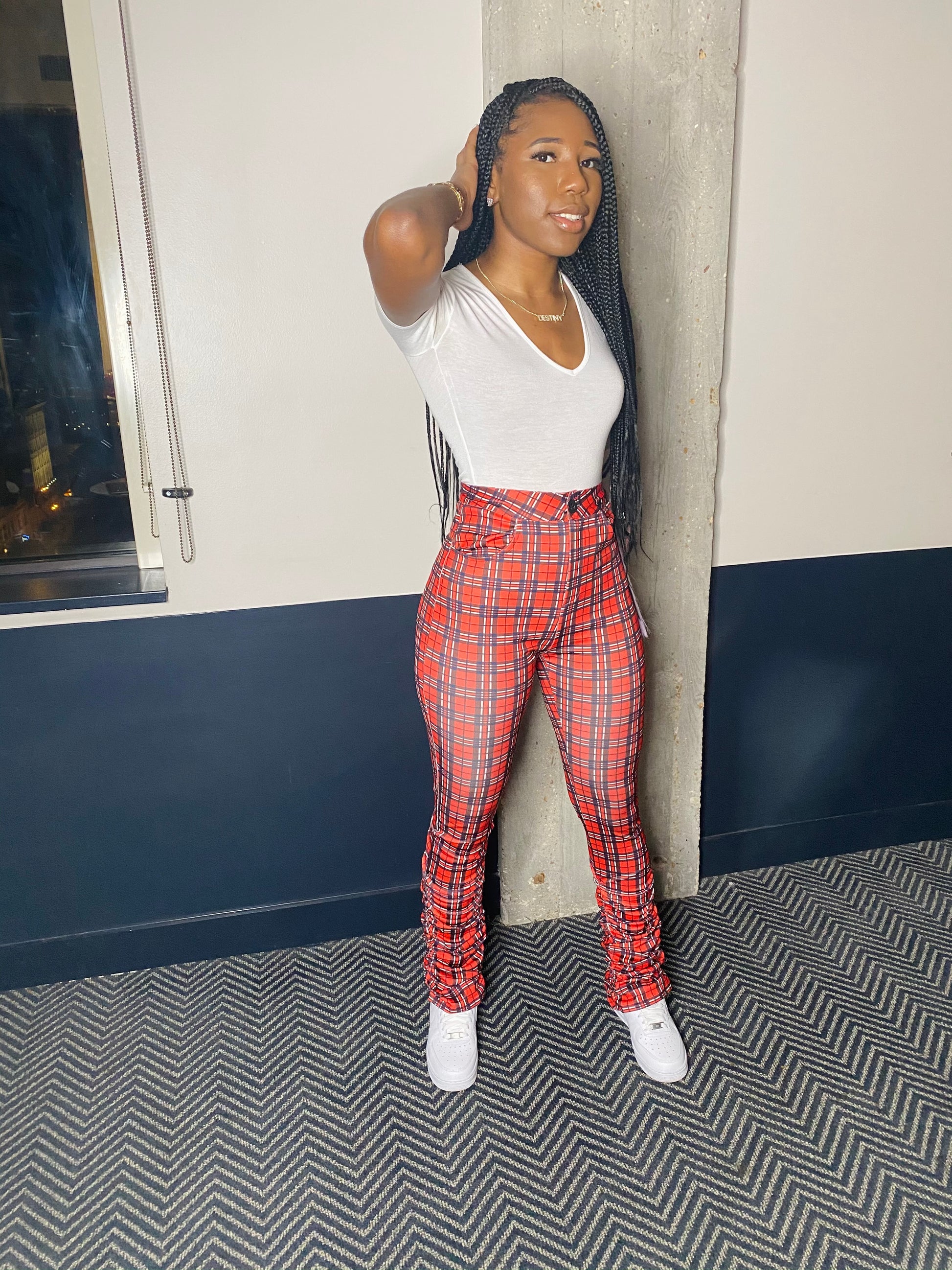 Plaid Stacked Pants